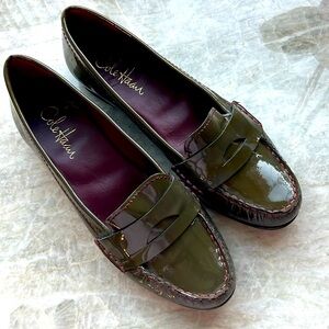 Cole Hann women’s loafers olive green